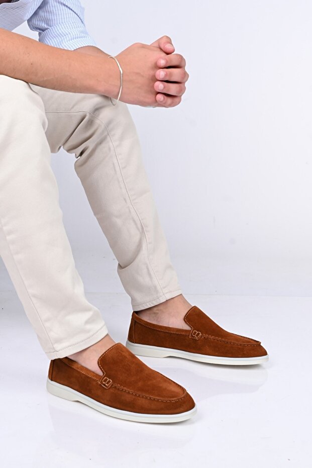 Laceless Rubber Sole Genuine Leather Loafer 028-2000 Men's Shoes