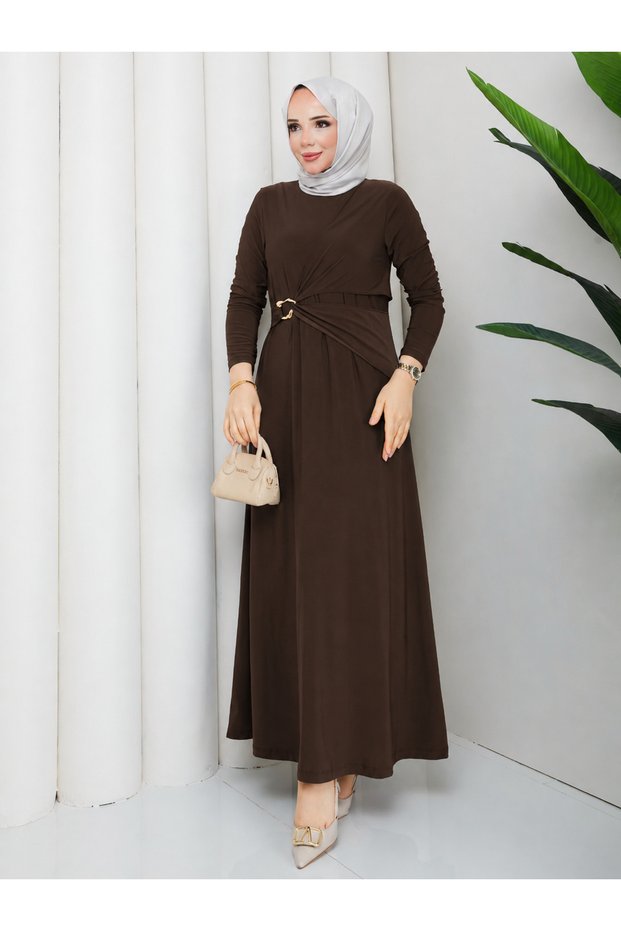 Yanı Buckled Women's Hijab Dress