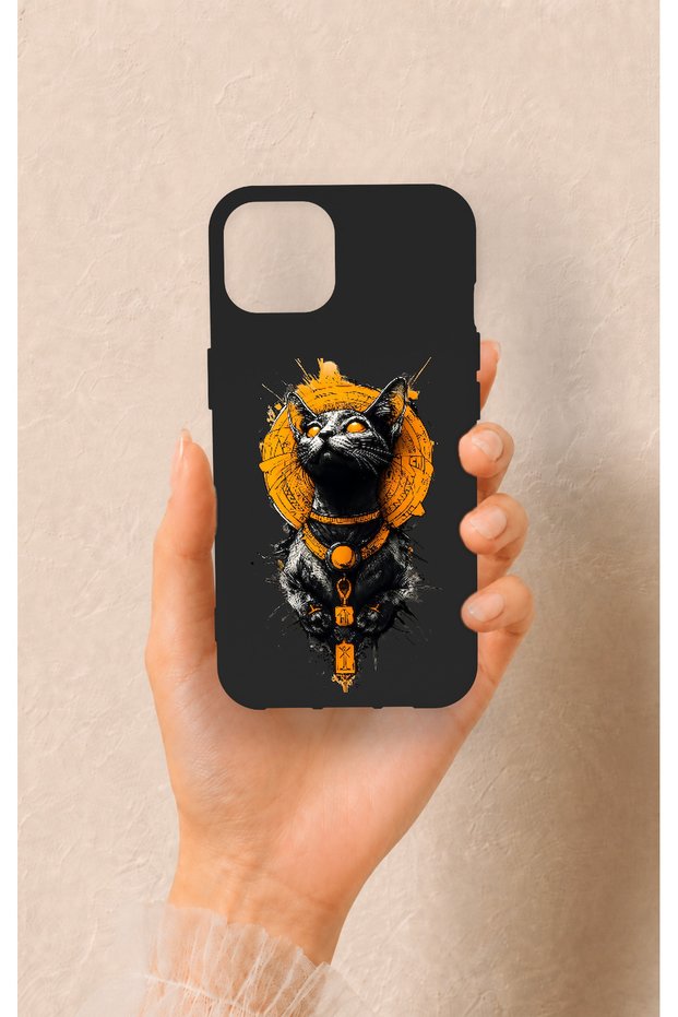 Egyptian Cat God Patterned Silicone Case Compatible with iPhone 13