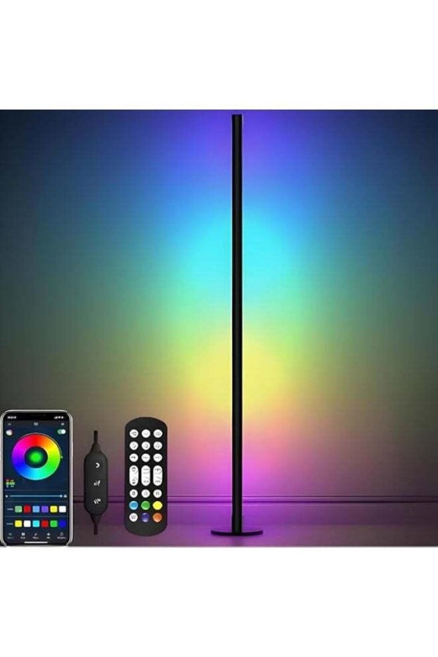 zentora Modern Corner Floor Lamp with Base, RGB LED Dimmable Lighting, Music Sync & Remote Control, Multi-Color Mood Light for Living Room, Game Room & Bedroom