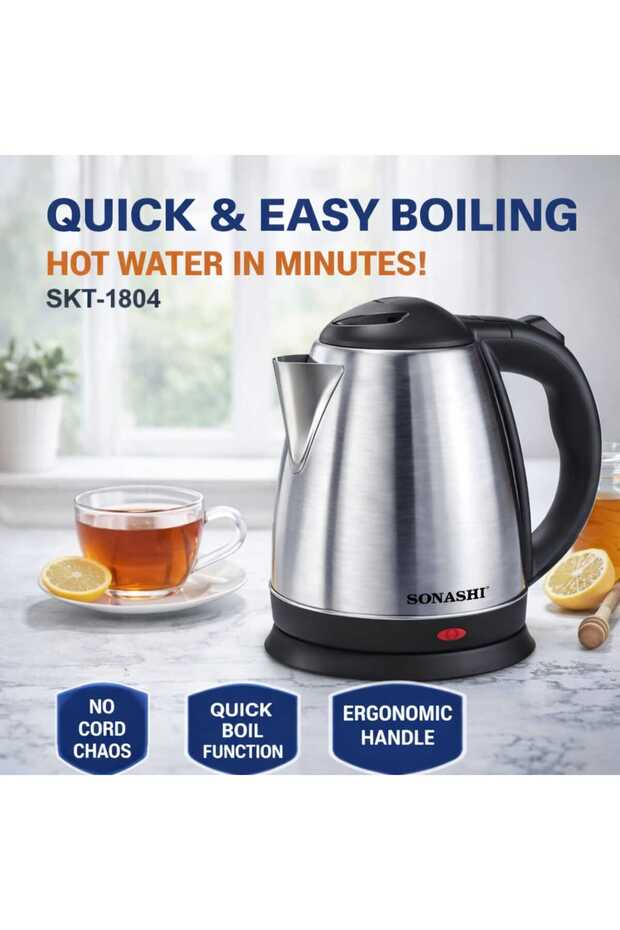 SKT-1804 Cordless Electric Kettle 1500W Stainless Steel