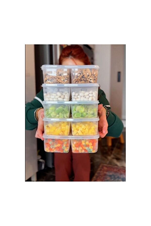 Large 5-Compartment Frozen Food Storage Container for Meat and Vegetables