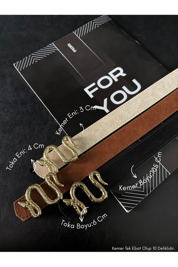 3-Piece Snake Buckle Women's Trouser Belt, Jacket Belt, Dress Belt, Shirt Belt