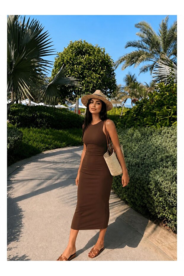 Women's Halter Neck Tight-Fitting Slit Long Dress
