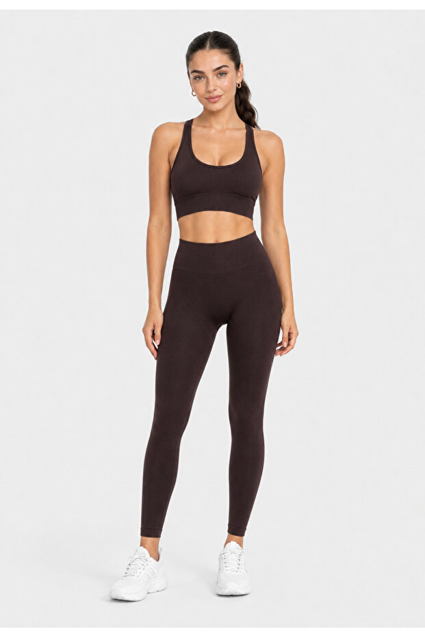 Women's Bustier Leggings Set - Cross Back Detail & Adjustable Straps & Support Seamless 18001830t