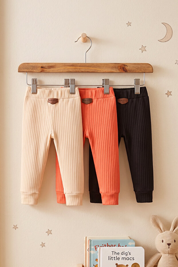 3-Pack 100% Cotton Flexible Ribbed Baby Alpine Pants Unisex