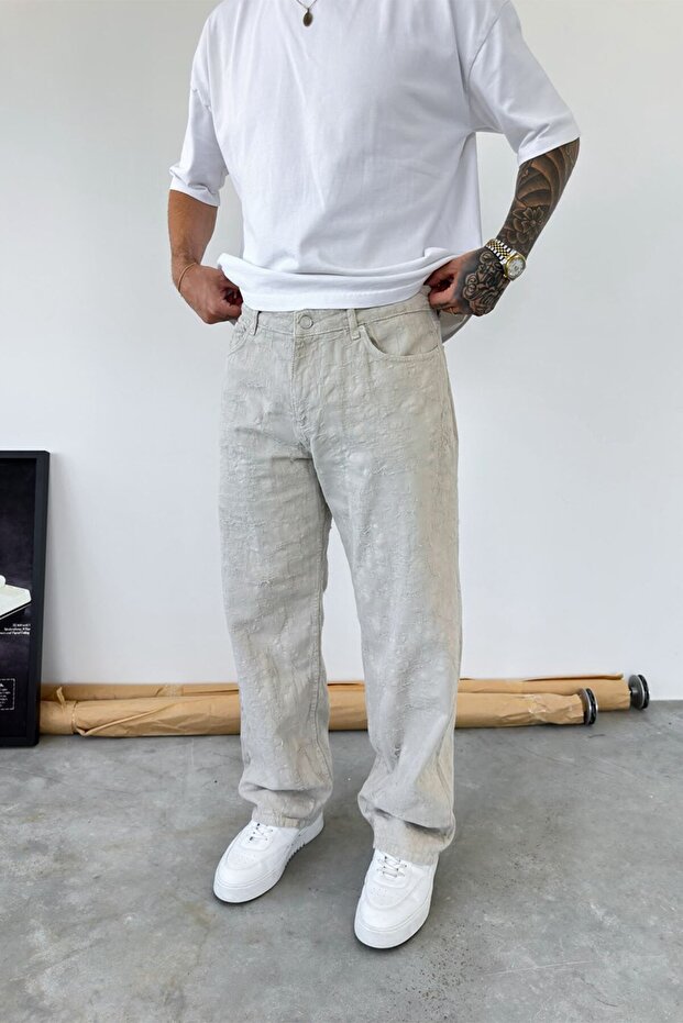 Premium Baggy Trousers with Stone Ripped Detail