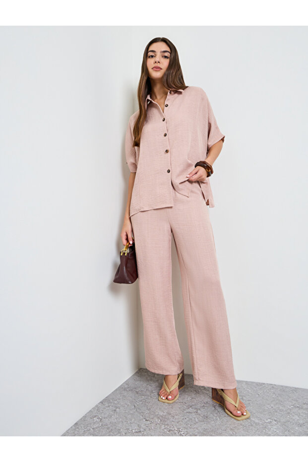Light Pink Relaxed Fit Shirt and Trouser Modest Set