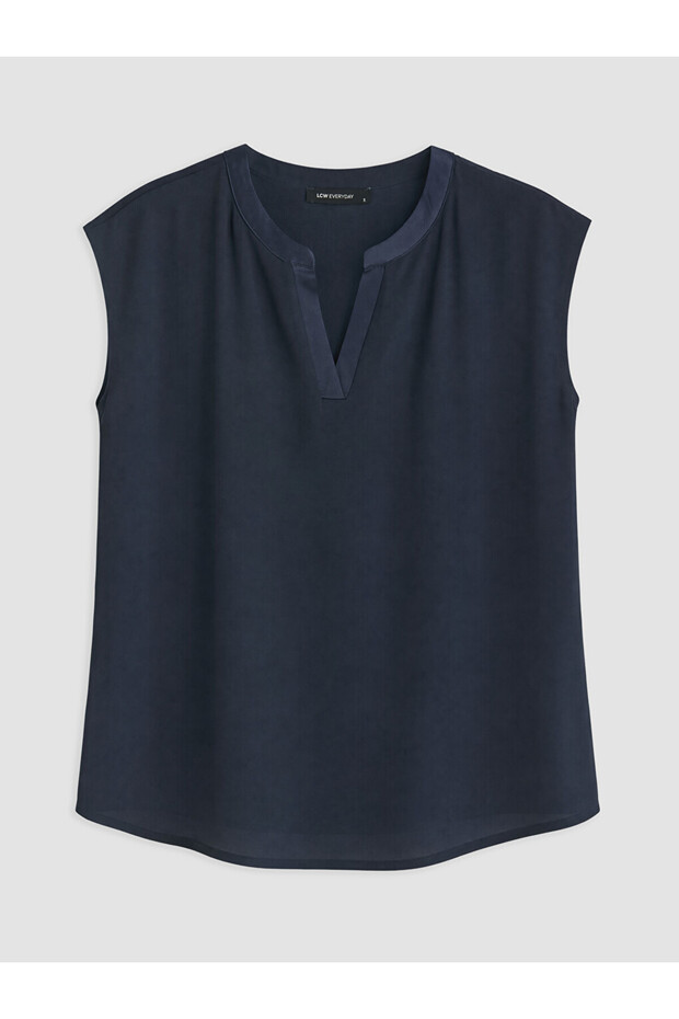 Lcw Everyday Navy Blue Women's T-Shirt with Crochet Collar