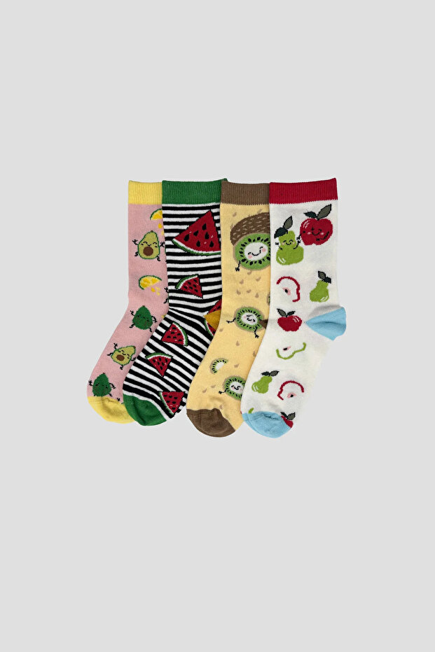 4 Pairs of Fruit Patterned Girls' Socks