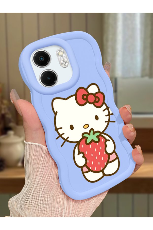 Infinix Smart 9 Compatible Case Camera Protector Blue Silicone Couple Phone Case Kitty Pattern