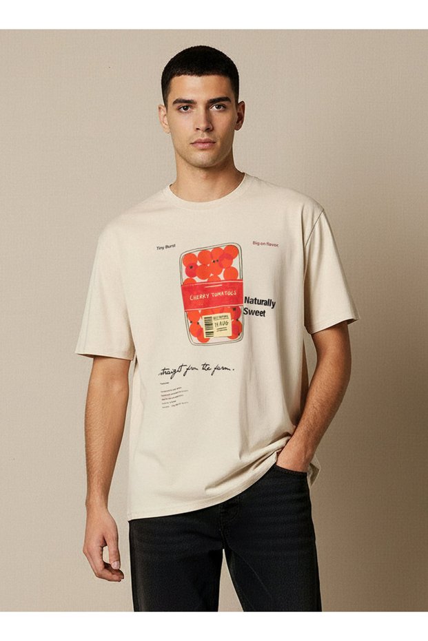 Men Regular Fit Crew Neck Short Sleeve Graphic Print T-shirt