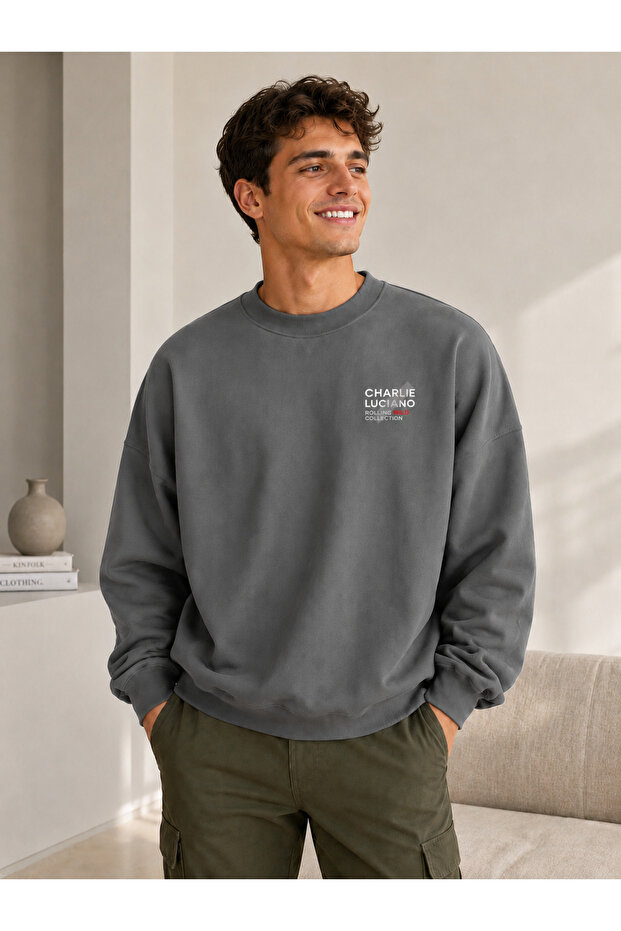Unisex Charlie Luciano Printed Crew Neck Sweatshirt