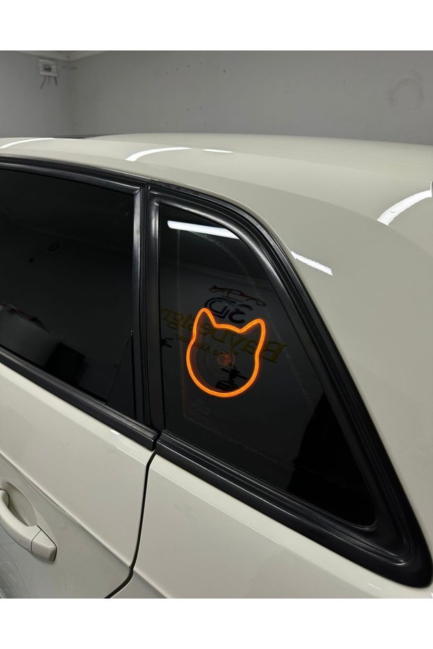 In-Car Neon Led Lighted Decoration Cat (12 Volt with Suction Cup, Amber Yellow)