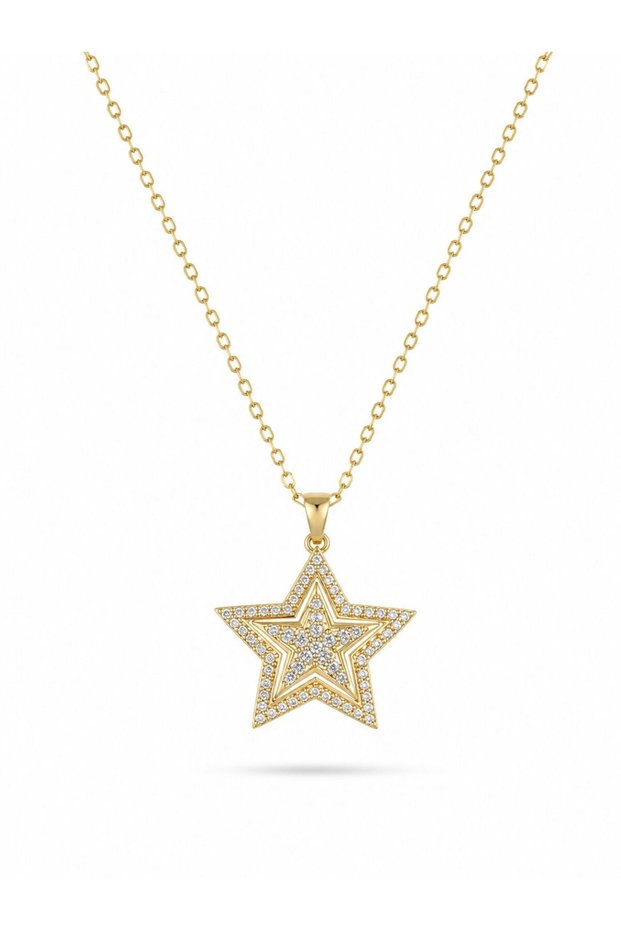 316L Steel Chain Gold Color Zircon Stone Star Model Women's Necklace