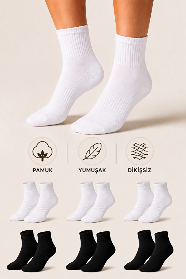 Women's Cotton Seamless Socks 6-Piece Half-Toe Casual Socks