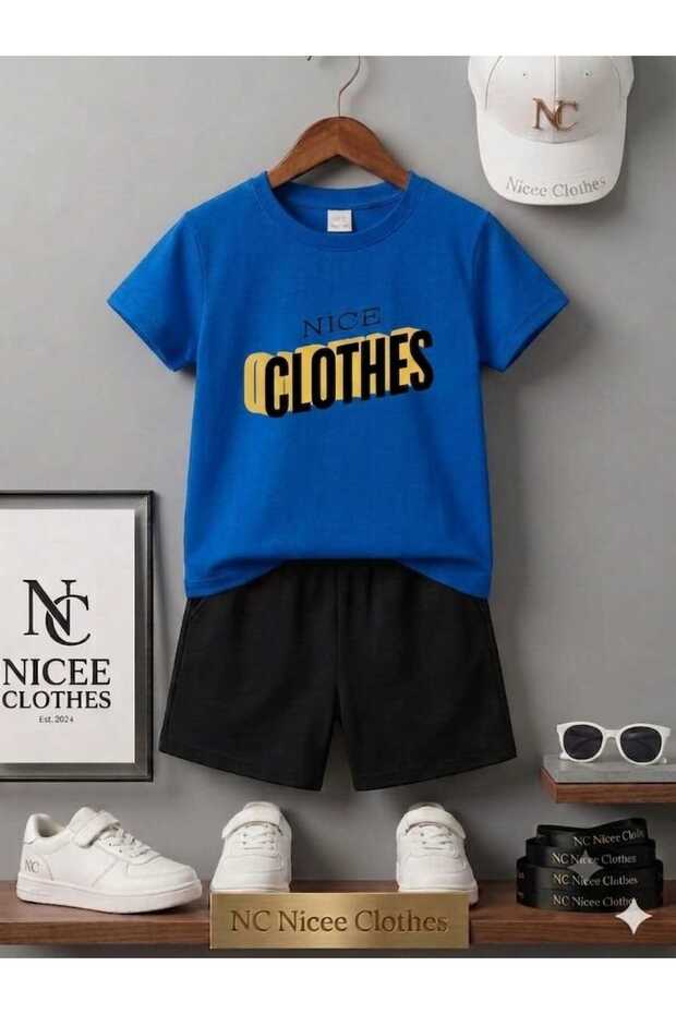 Summer Children's T-Shirt Shorts Unisex (Horizontal Nice Clotes Printed)