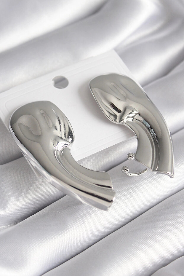Brass Silver Color Embroidered Women's Earrings