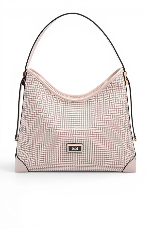 Burgundy - Powder Houndstooth Plaid Women's Shoulder Bag Sp1285