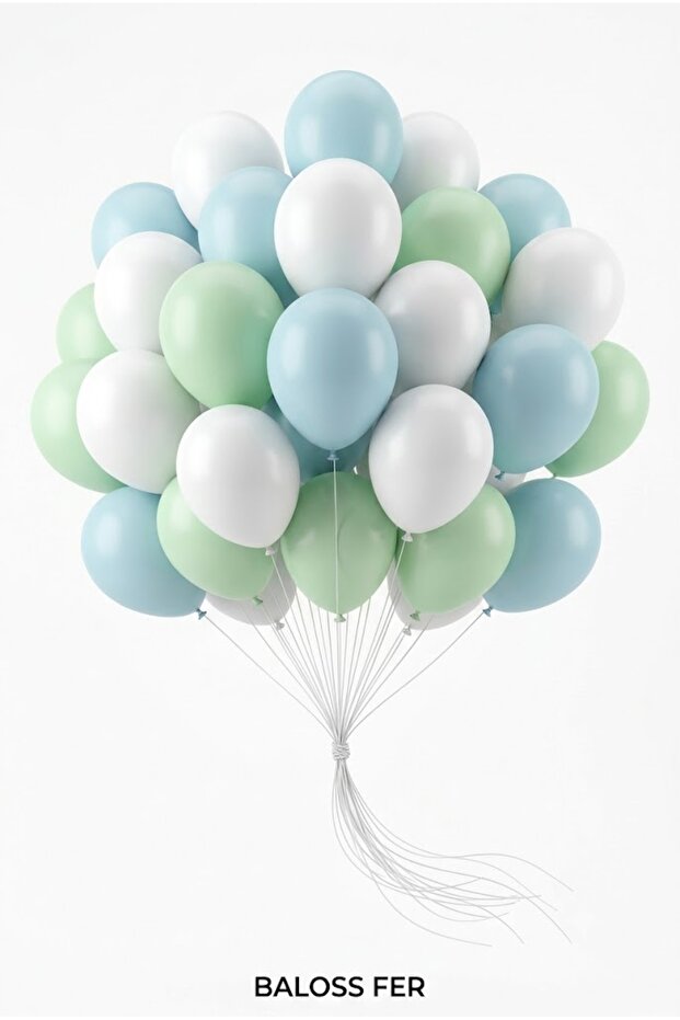 20-Piece Macaron Green Macaron Blue White Pastel 11 Inch Birthday Party Balloon Set