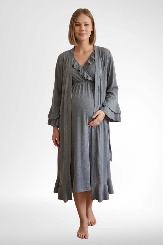 Mecit 6404 Smoked Maternity Pajamas Nightgown Set