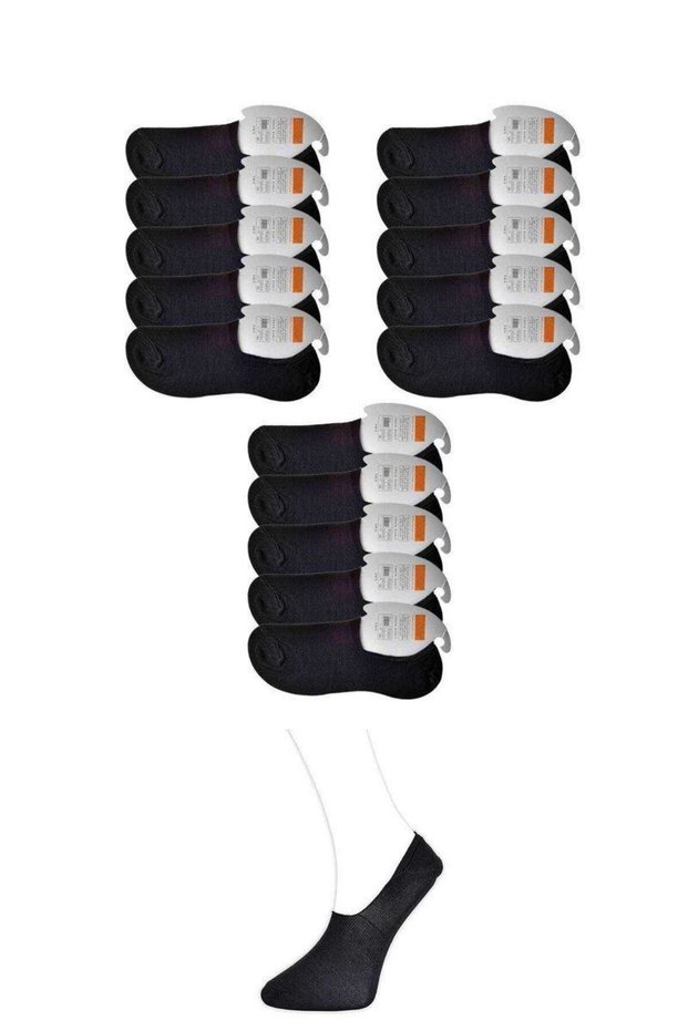 Black Men's Ballerina Socks 15 Pairs