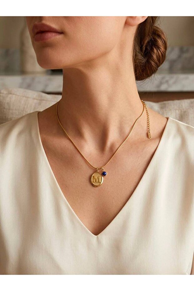 Letter M Steel Necklace