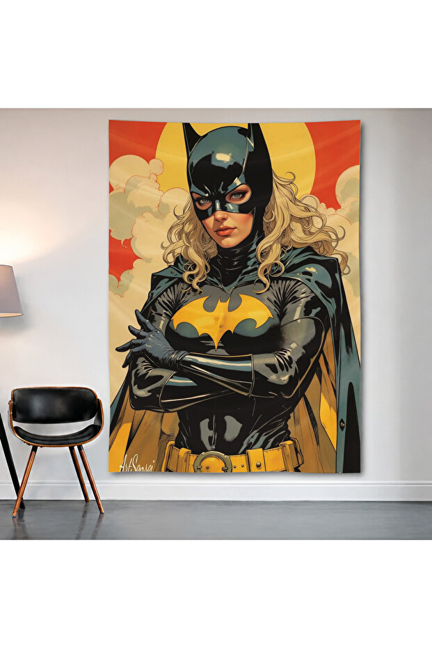 Batgirl Wall Covering Wall Tapestry First Quality Satin Fabric Poster