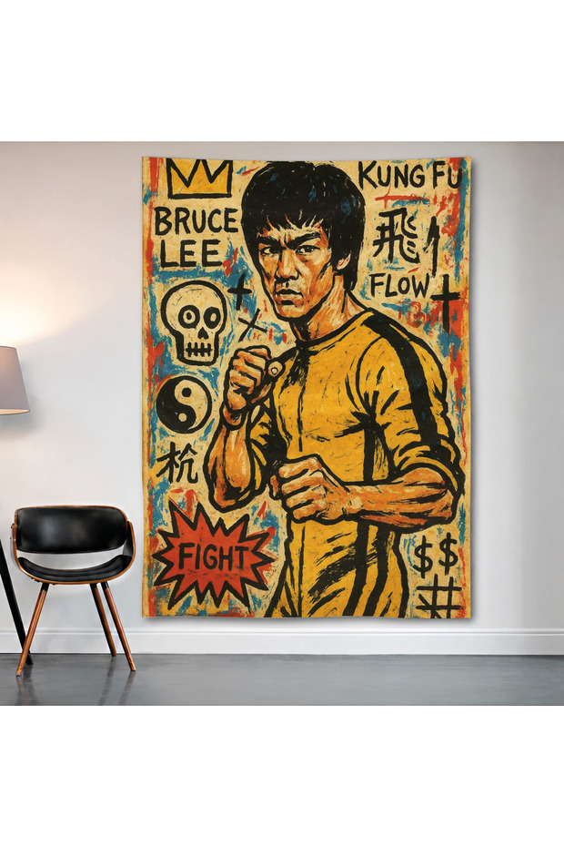 Bruce Lee Wall Covering Wall Tapestry First Quality Satin Fabric Poster