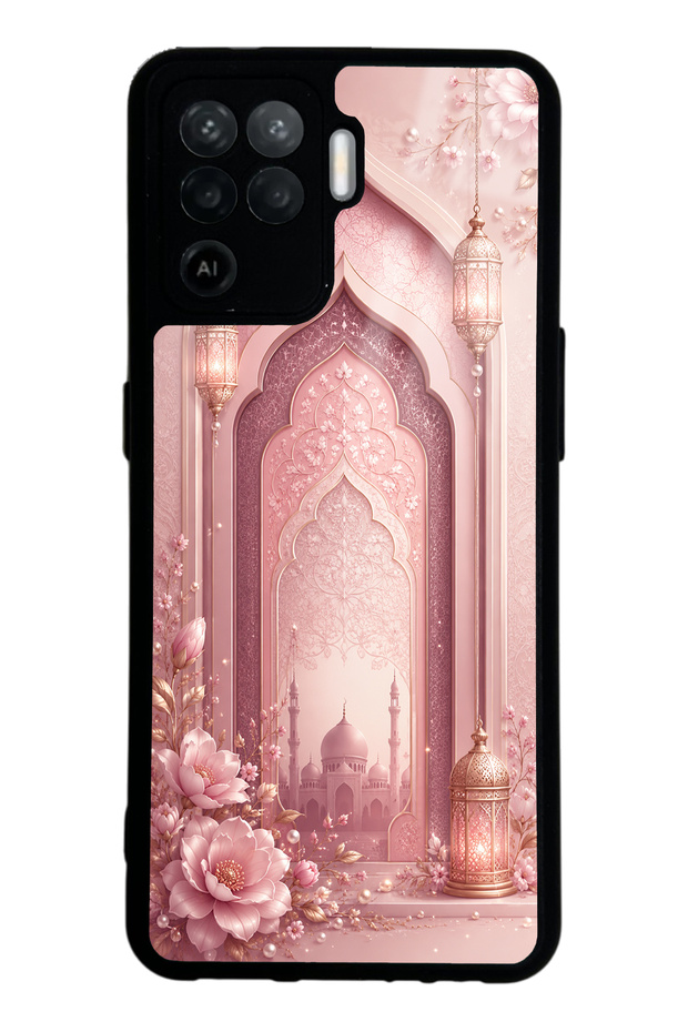 Oppo Reno 5 Lite Glossy Phone Case with Blush Palace Garden Design