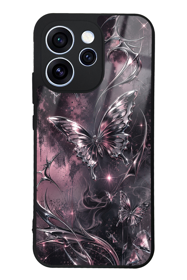 Oppo Reno 15 Pro Rose Chrome Butterfly Design Glossy Phone Case