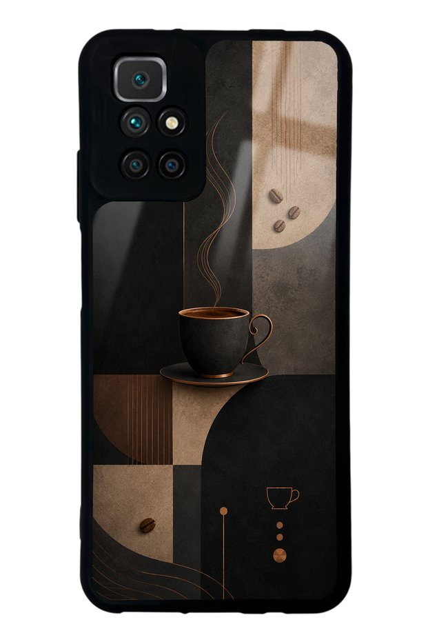 Xiaomi Redmi 10 Glossy Phone Case with Black Mocha Coffee Design