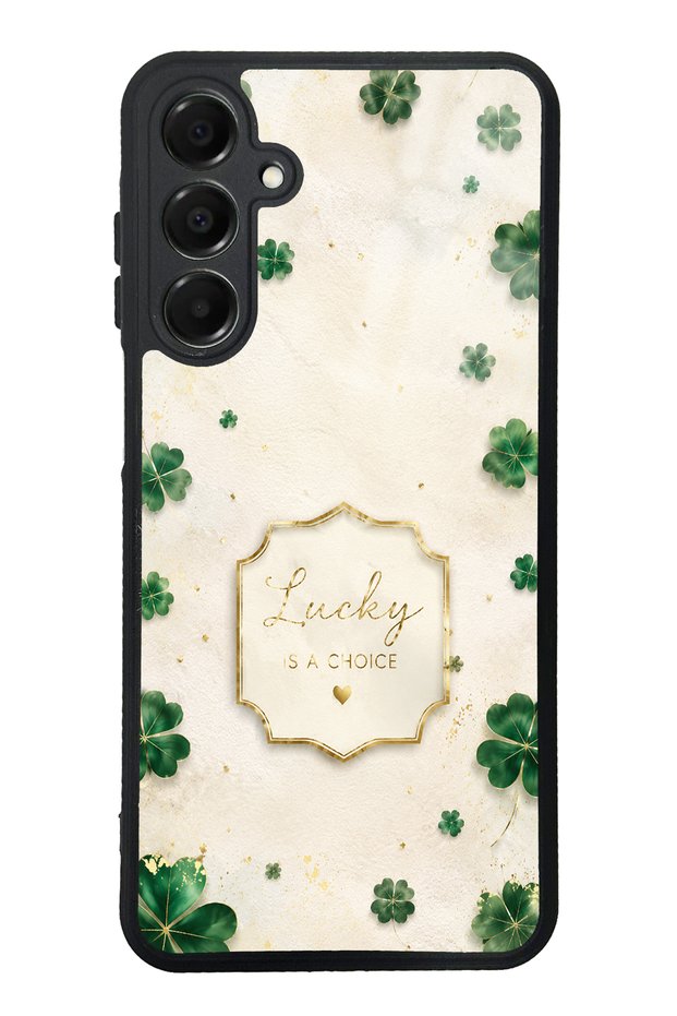 Samsung A16 Ivory Lucky Clover Design Glossy Phone Case