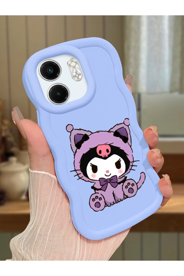 Infinix Smart 9 Compatible Case Camera Protector Blue Silicone Couple Phone Case Kuromi Pattern