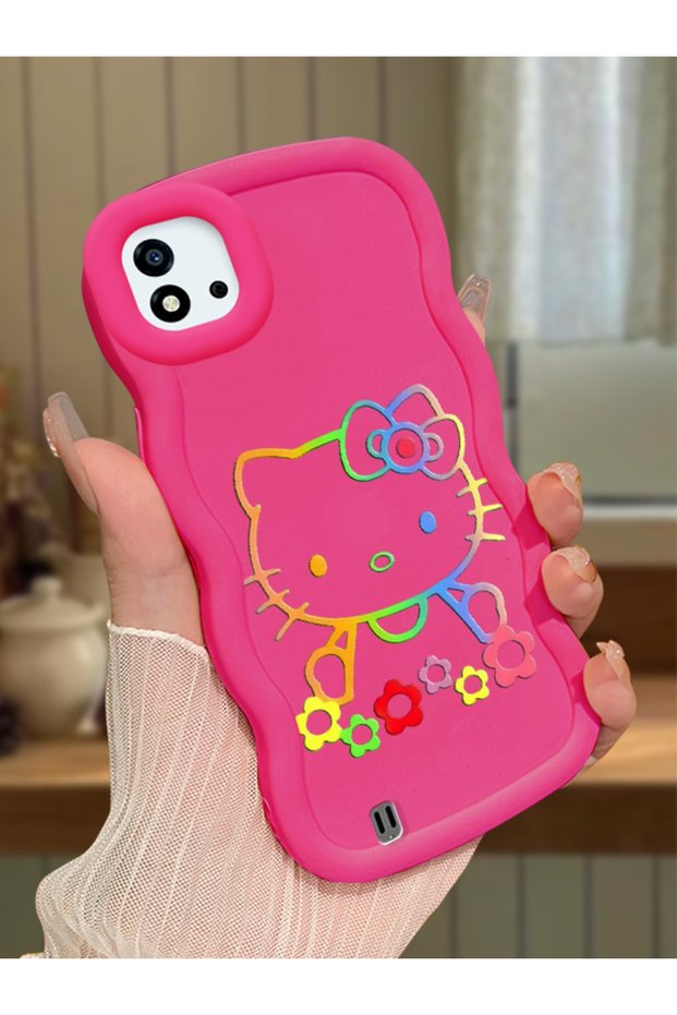 Realme C20 Compatible Case Camera Protector Red Silicone Couple Phone Case Kitty Pattern