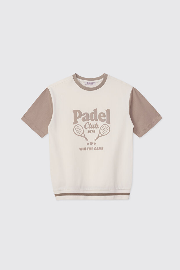 Boy's Crew Neck Ecru T-Shirt