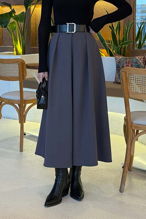 Belted Hijab Skirt Anthracite