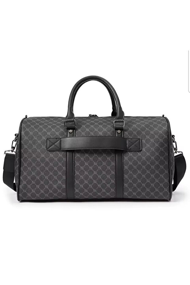 Luxury Geometric Pattern Black Duffle Bag