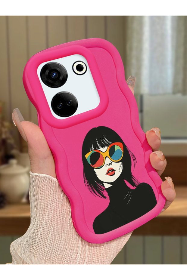 Tecno Camon 20 Pro 4g Compatible Case Camera Protector Red Silicone Couple Phone Case Girl Pattern
