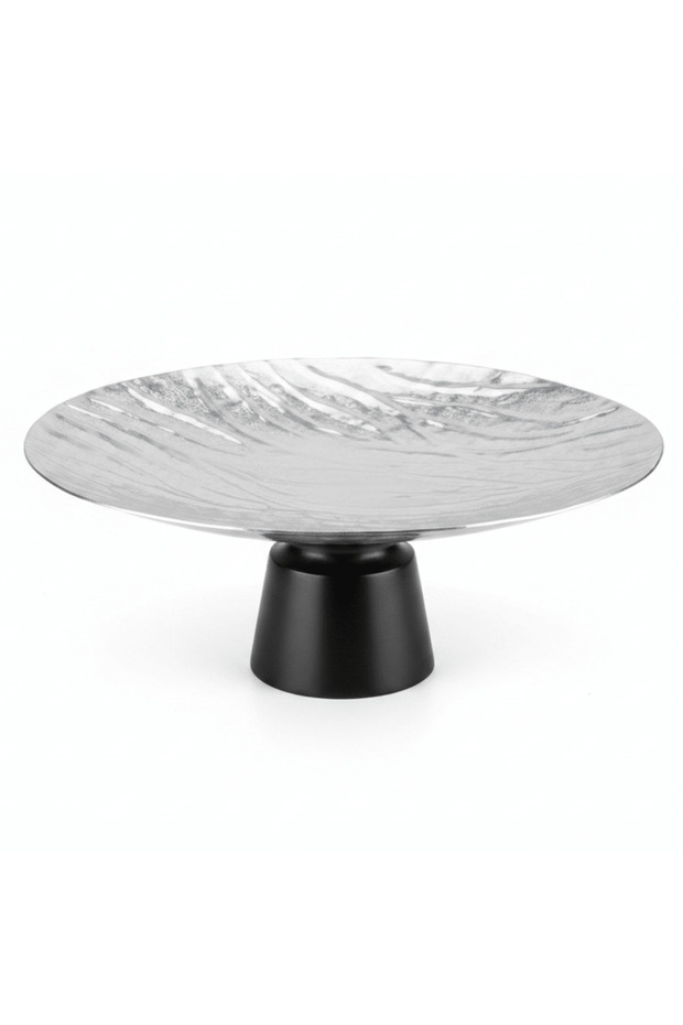 Luhpar Black Wooden Footed Wave Textured Aluminum Candy Tray - 13×33 cm