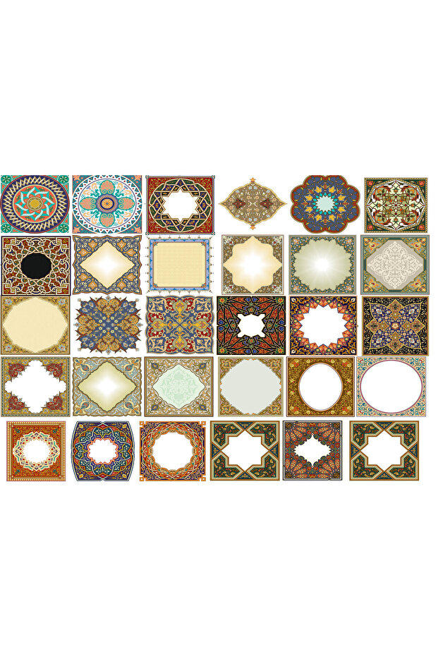 مجموعة ملصقات ذات إطار ونقوش تقليدية (21×31 سم، مجموعة واحدة)