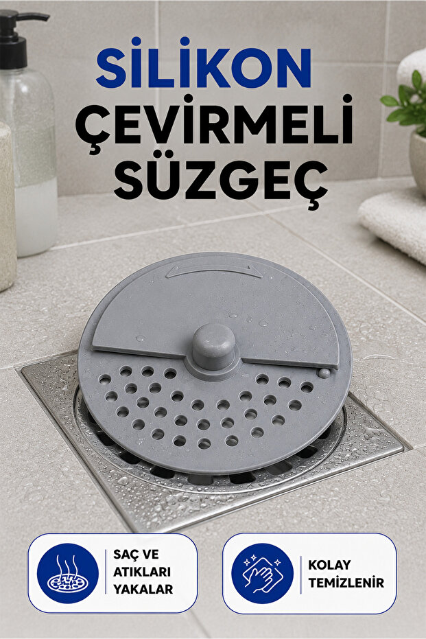 Silicone Twist Sink Drain Strainer 10 Cm, Hair and Waste Catcher with Rotating Cap (1 Piece)
