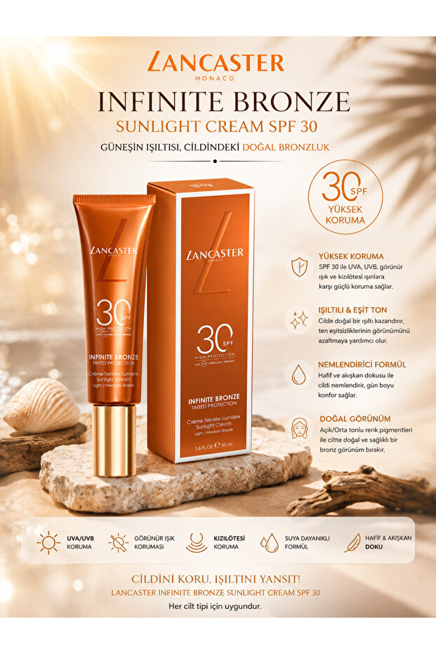 كريم إنفينيت برونز صن شاين بمعامل حماية SPF30، 50 مل، خفيف/متوسط