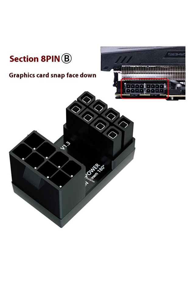 PH38B كولسيرك 180 ° موصل محول طاقة بطاقة الرسومات PCI-E بزاوية دوران، موصل GPU PSU Steeri