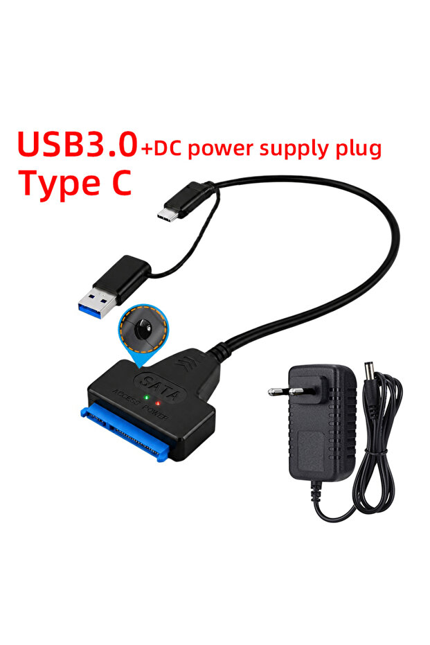 USB3.0 and DC Power SATA to USB 3.0 / 2.0 Cable Up to 6 Gbps for 2.5/3.5 Inch External HDD SSD Hard