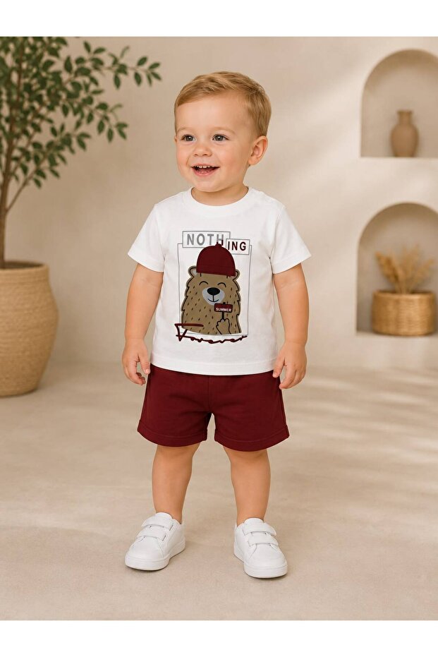 Teddy Bear Printed Cotton Baby Set