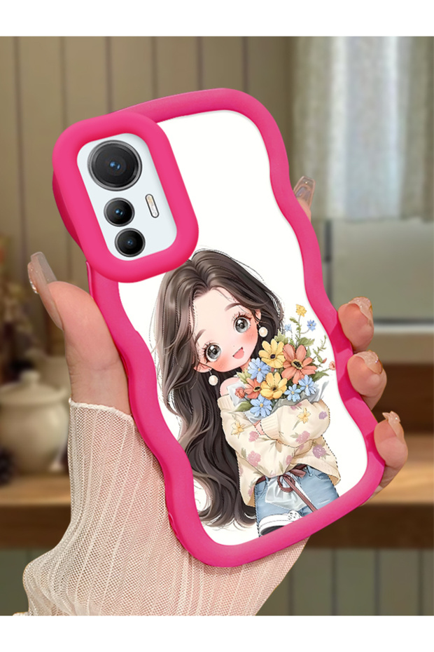 Mi 12 Lite Compatible Case Camera Protector Red Silicone Couple Phone Case Girl Pattern