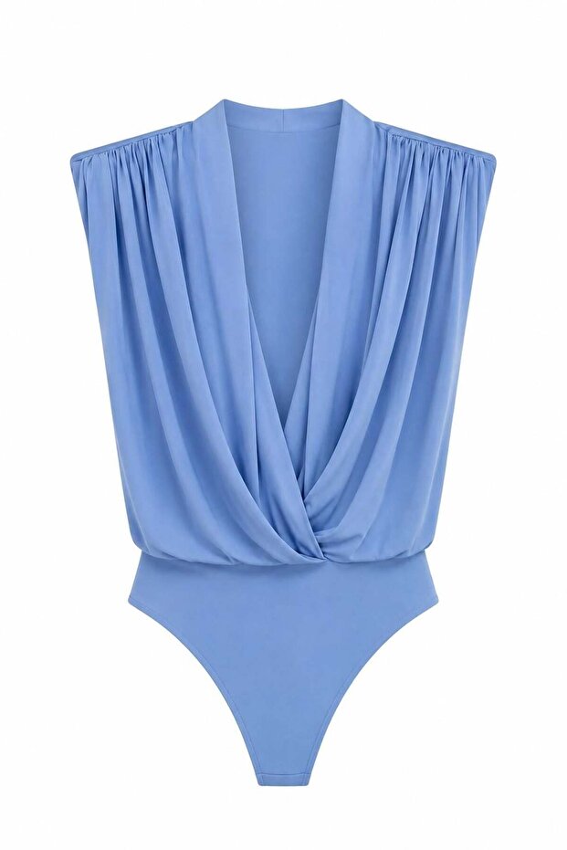 Padded Draped Blue Bodysuit