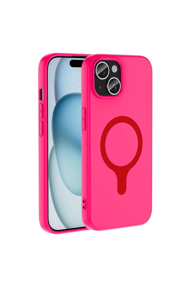 Apple iPhone 15 Compatible Case Pastello Magsafe Dark Pink