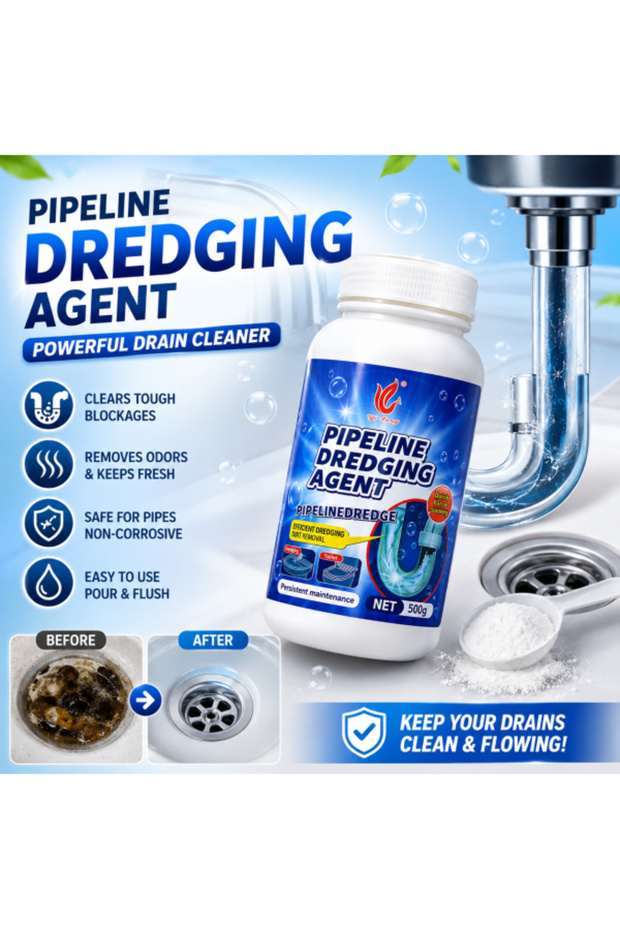 Pipeline Dredging Agent 500g | Powerful Drain Cleaner for Clogged Pipes